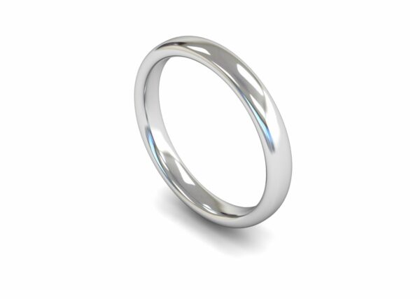 Platinum 3mm Slight Court Medium Ring