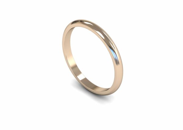 9ct Rose Gold 2mm D Shape Light Ring