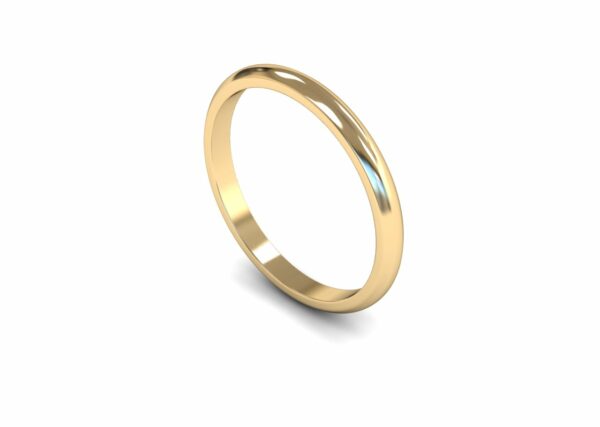 9ct Yellow Gold 2mm D Shape Light Ring