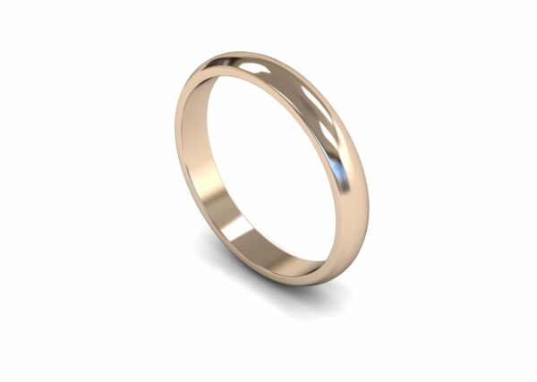 9ct Rose Gold 3mm D Shape Light Ring