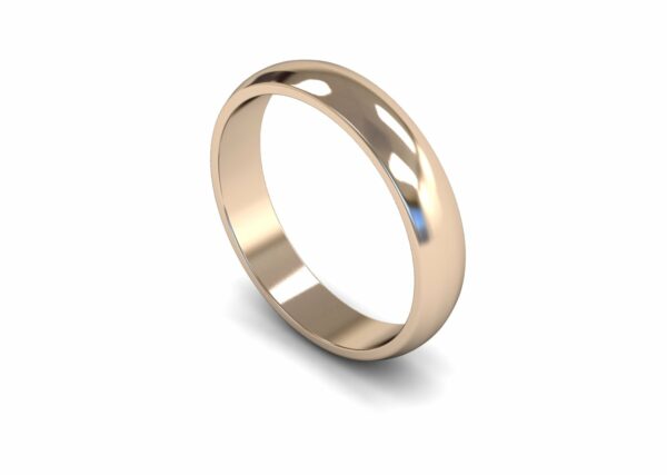 9ct Rose Gold 4mm D Shape Light Ring