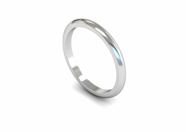Platinum 2mm D Shape Medium Ring