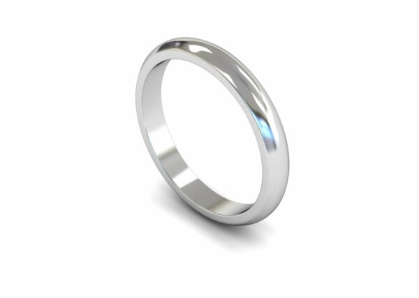 Platinum 3mm D Shape Medium Ring
