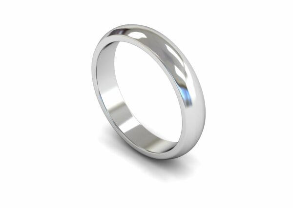 Platinum 4mm D Shape Medium Ring