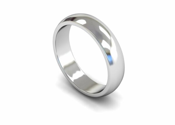 Platinum 5mm D Shape Medium Ring