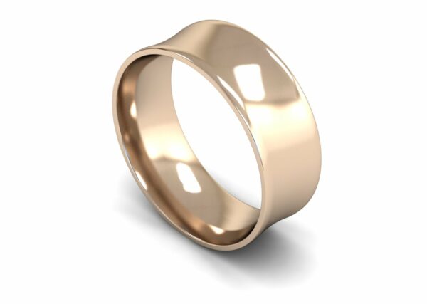 9ct Rose Gold 8mm Concave Light Ring