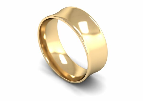 9ct Yellow Gold 8mm Concave Light Ring