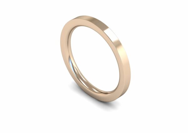 9ct Rose Gold 2mm Flat Court Edged Heavy Ring