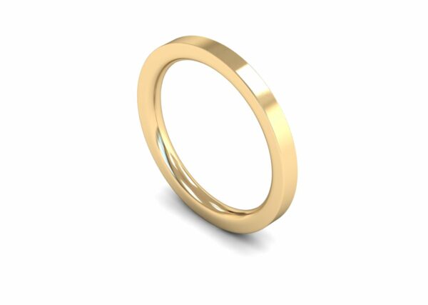9ct Yellow Gold 2mm Flat Court Edged Heavy Ring