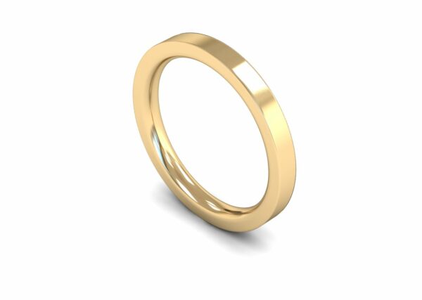 9ct Yellow Gold 2.5mm Flat Court Edged Heavy Ring