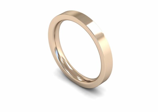 9ct Rose Gold 3mm Flat Court Edged Heavy Ring