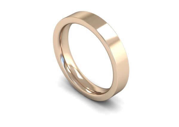 9ct Rose Gold 4mm Flat Court Edged Heavy Ring