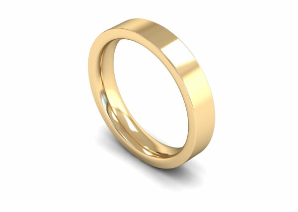 9ct Yellow Gold 4mm Flat Court Edged Heavy Ring