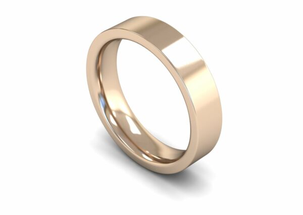 9ct Rose Gold 5mm Flat Court Edged Heavy Ring