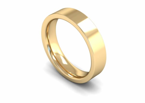 9ct Yellow Gold 5mm Flat Court Edged Heavy Ring