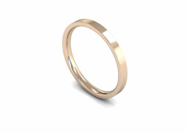 9ct Rose Gold 2mm Flat Court Edged Light Ring