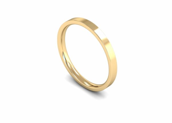 9ct Yellow Gold 2mm Flat Court Edged Light Ring