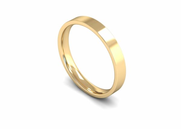 9ct Yellow Gold 3mm Flat Court Edged Light Ring