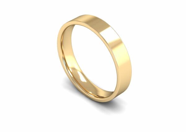 9ct Yellow Gold 4mm Flat Court Edged Light Ring