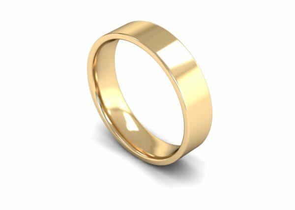 9ct Yellow Gold 5mm Flat Court Edged Light Ring