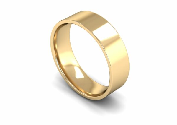 9ct Yellow Gold 6mm Flat Court Edged Light Ring