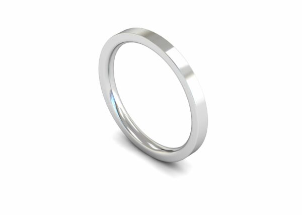 Platinum 2mm Flat Court Edged Medium Ring