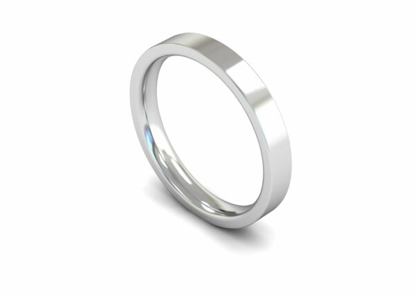 Platinum 3mm Flat Court Edged Medium Ring