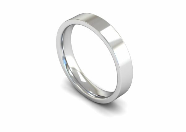 Platinum 4mm Flat Court Edged Medium Ring