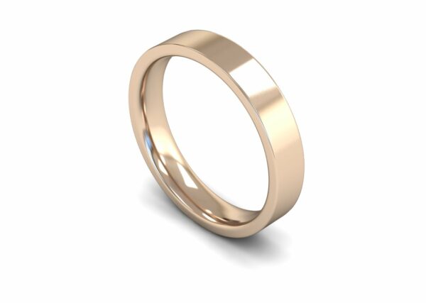 9ct Rose Gold 4mm Flat Court Edged Medium Ring