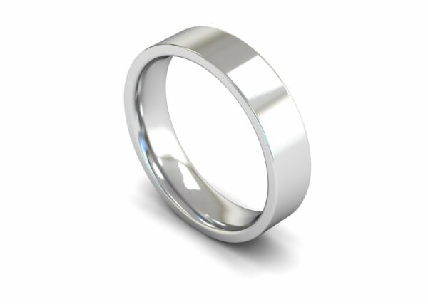 Platinum 5mm Flat Court Edged Medium Ring