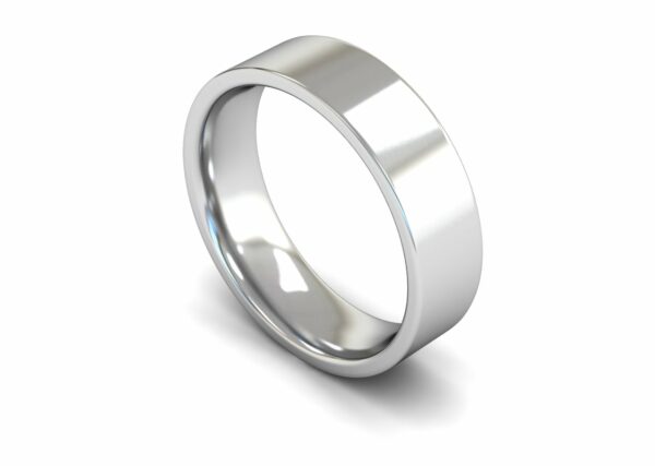 Platinum 6mm Flat Court Edged Medium Ring