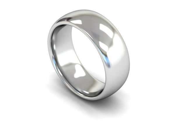 Platinum 8mm Traditional Court Edged Heavy Ring