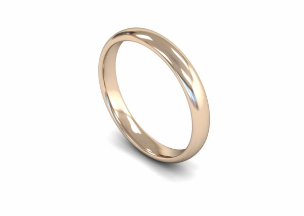 9ct Rose Gold 3mm Traditional Court Edged Light Ring