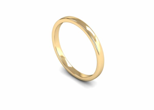 9ct Yellow Gold 2mm Slight Court Edged Light Ring