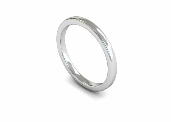 Platinum 2mm Slight Court Edged Medium Ring